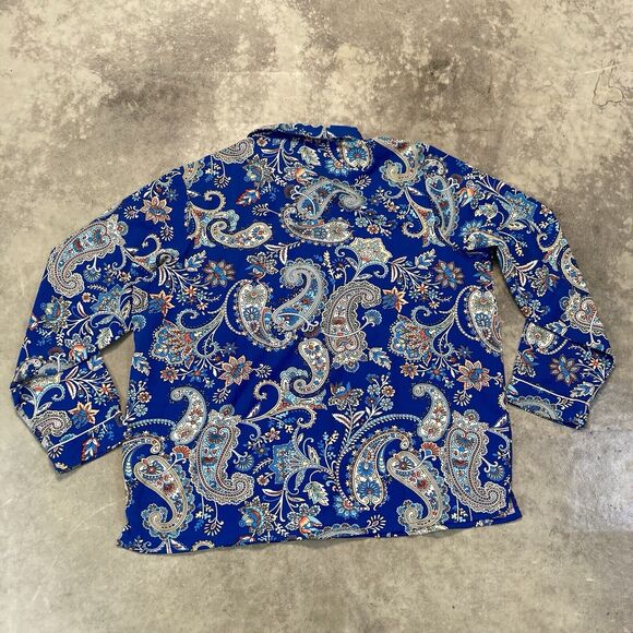 Tolani Collection Blouse Womens Large Blue Multicolor Floral Button Up - Picture 4 of 10